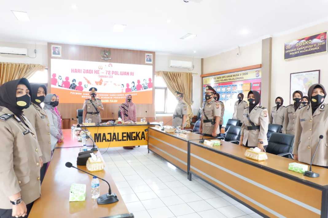 Polwan Polres Majalengka, Ikuti Peringatan Hari Jadi Polken ke-72 Melalui Video Conference