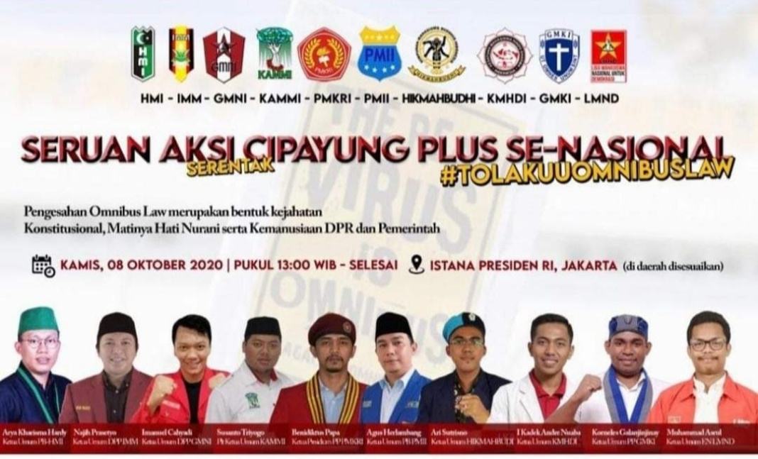 Cipayung Plus se Indonesia, Hari Ini Aksi Serentak Tolak UU Omnibus Law Cipta Kerja