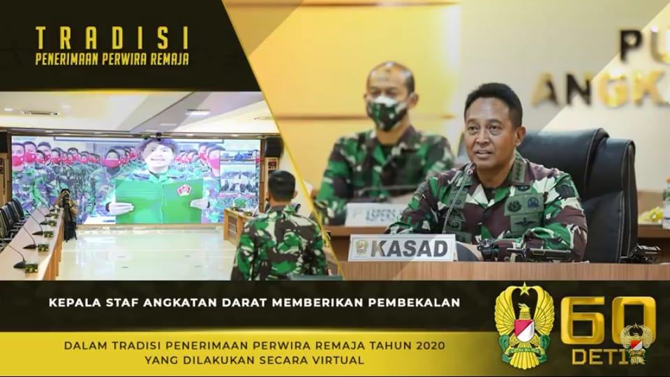 Kasad Andika Perkasa, Hadiri Penerimaan Perwira Remaja Tahun 2020 Secara Virtual