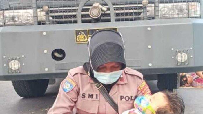 Viral Aipda Ismi Pangku Anak saat Amankan Demo