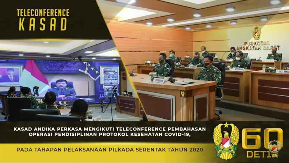 Kasad Andika Perkasa, Mengikuti Teleconference Pembahasan Ops Protokol Kesehatan saat Pilkada