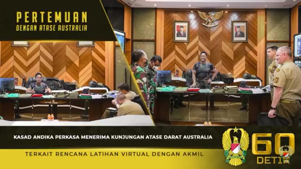 ⁣⁣Kasad Andika Perkasa, Terima Kunjungan Atase Darat Australia Terkait Rencana Latihan Virtual dengan Akmil