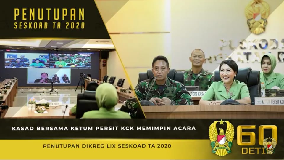 Kasad Andika Perkasa, Bersama Ketum Persit KCK Pimpin Penutupan Dikreg LIX Seskoad 2020