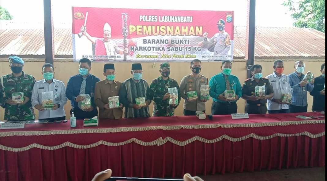 Polres Labuhanbatu, Musnahkan Narkotika Jenis Sabu Seberat 15 Kg