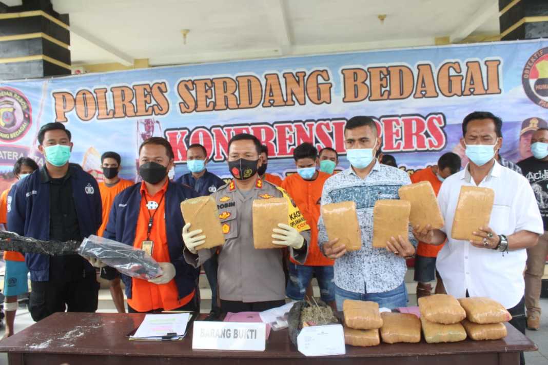 Polres Sergai, Gagalkan Peredaran Ganja 14,2 Kg dan Sabu
