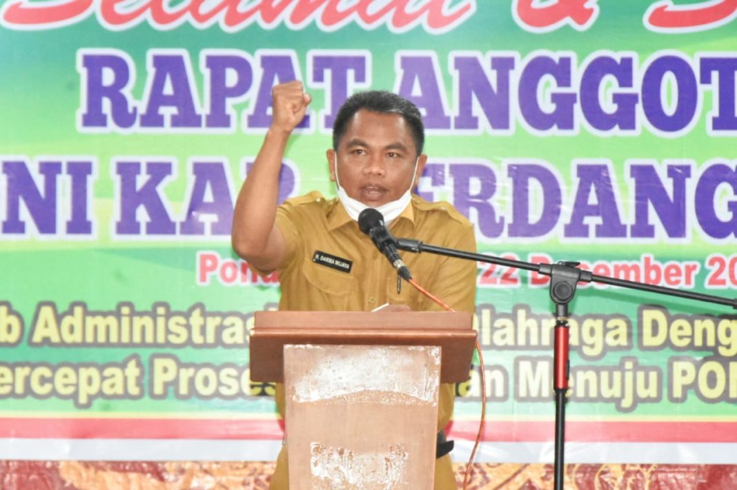 Rapat Anggota Tahunan KONI Sergai ke-10, Wabup Sergai Minta KONI Memanajemen Turnamen Setiap Cabor