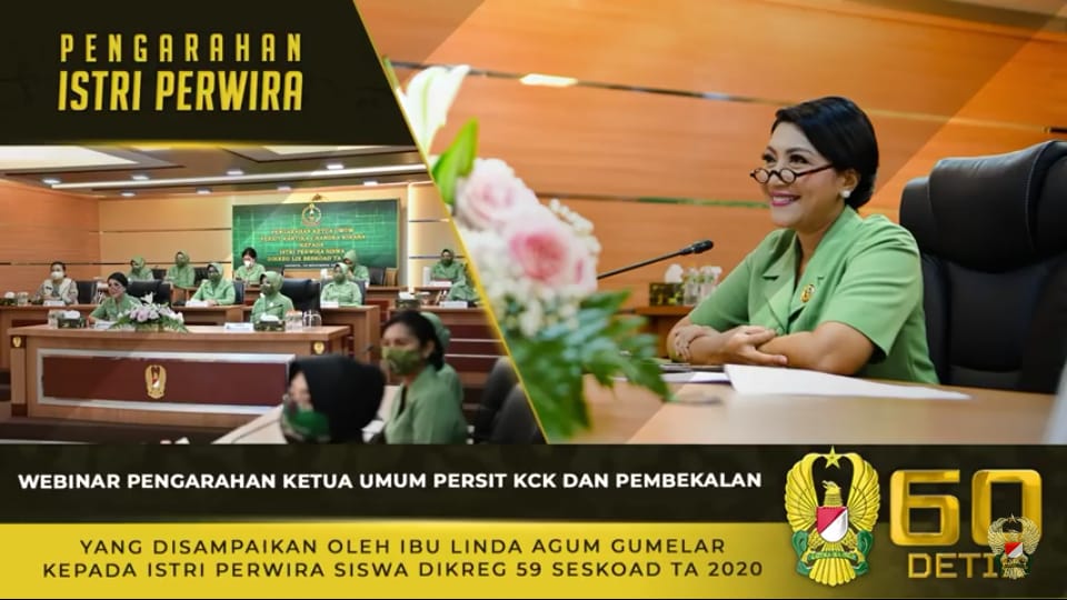 Ketum Persit KCK, Pimpin Webinar Pengarahan kepada Istri Perwira Siswa Dikreg LIX Seskoad