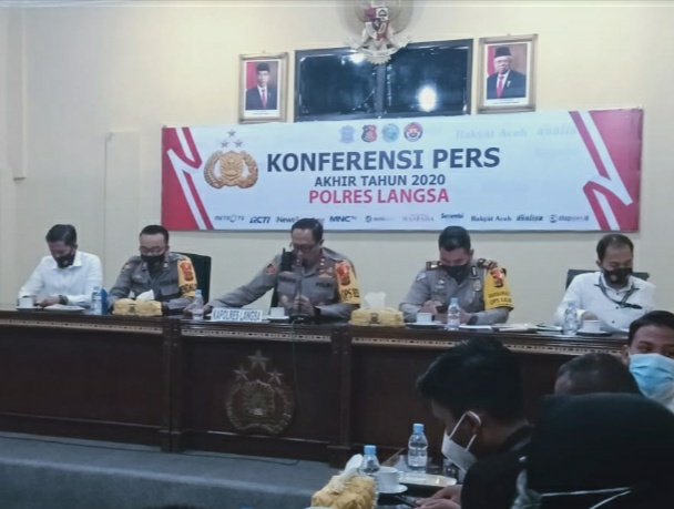 Polres Langsa, Gelar Konferensi Pers Kasus Kriminalitas Sepanjang 2020