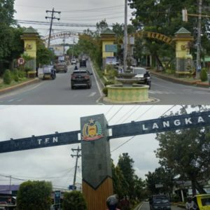 Kejuruan Stabat dan PB MBN Langkat Pasang Spanduk Protes Di Gerbang Simpang Bupati