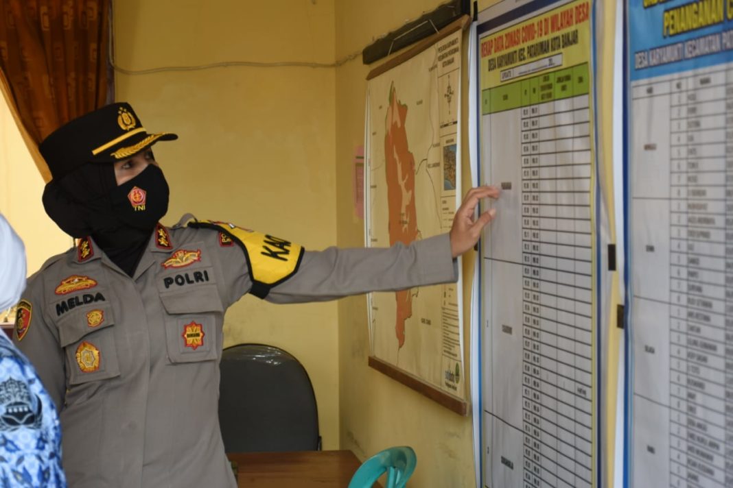 Kapolres Banjar, Bersama Wali Kota Mengecek Satgas Penanganan Covid-19 Desa Karya Mukti