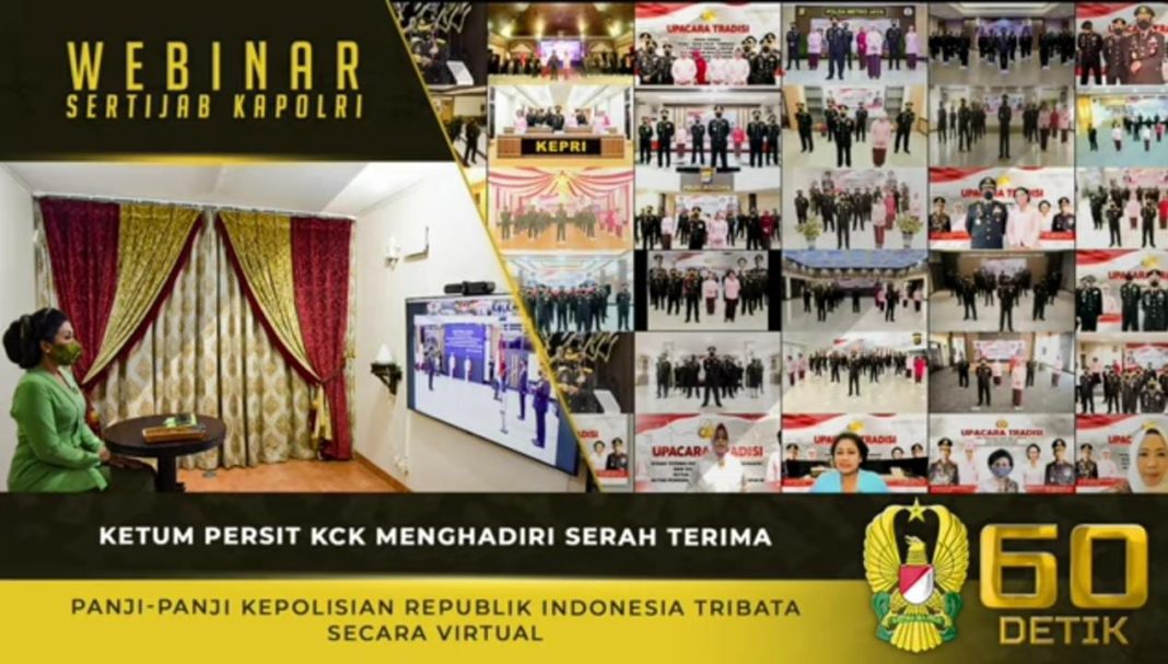 Ketum Persit KCK, Mengikuti Sertijab Panji-panji Kepolisian Republik Indonesia Tribata Secara Virtual