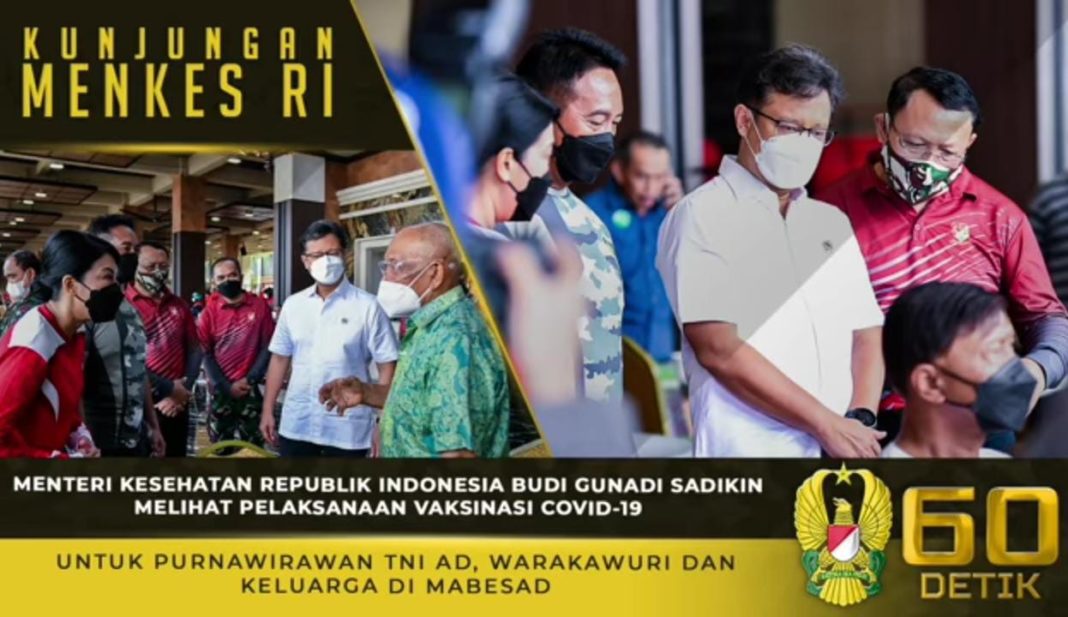 Menkes Budi, Melihat Pelaksanaan Vaksinasi untuk Purawirawan TNI AD, Warakawuri dan Keluarga Menkes Budi, Melihat Pelaksanaan Vaksinasi untuk Purawirawan TNI AD, Warakawuri dan Keluarga