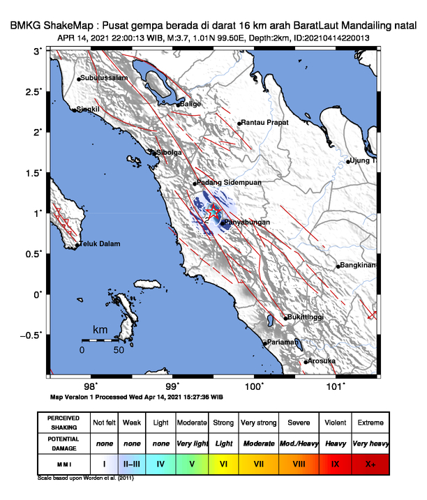 Gempa Bumi di Mandailing Natal