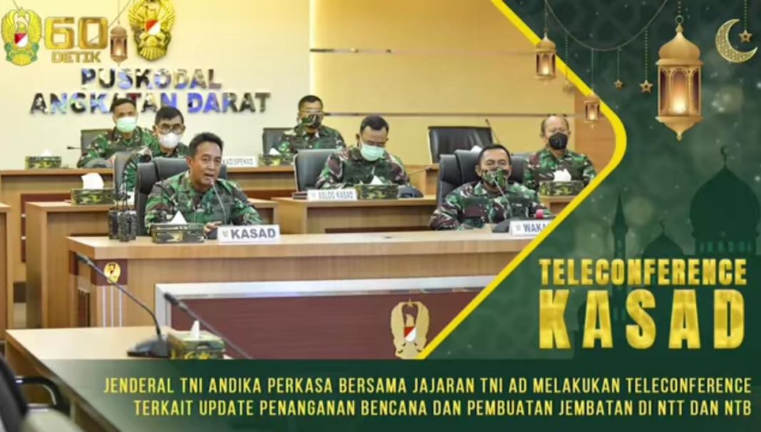 KASAD Andika Perkasa, Teleconference Update Penanganan Bencana di NTT dan NTB