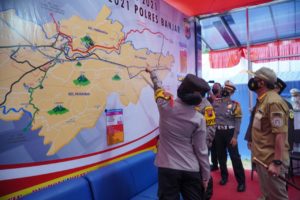 Kapolres Banjar, Menerima Kunjungan Kapolres Cilacap di Pos Pam Perbatasan Jabar-Jateng.