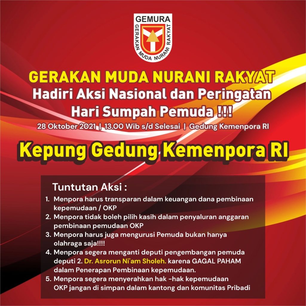 Geruduk Kemenpora, GEMURA Minta Asrorun Ni'am Sholeh Diganti