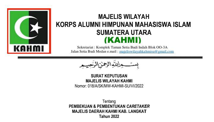 KAHMI Sumut Caretakerkan MD Langkat