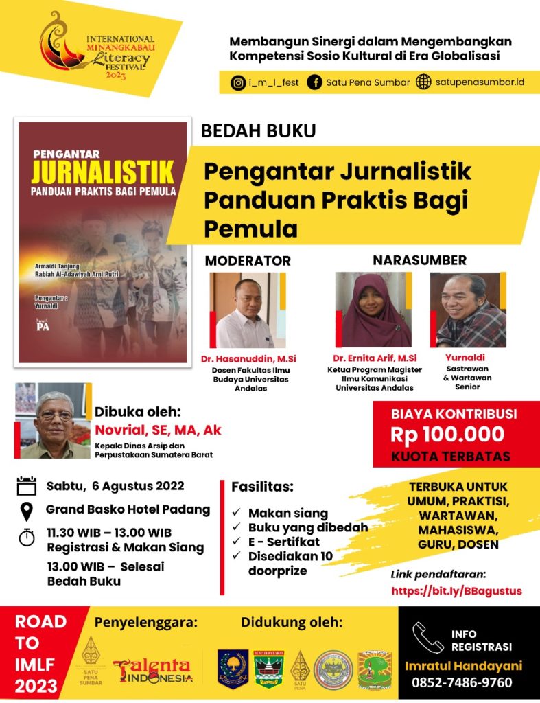 Satu Pena Sumbar Bedah Buku Pengantar Jurnalistik, Panduan Praktis Bagi Pemula