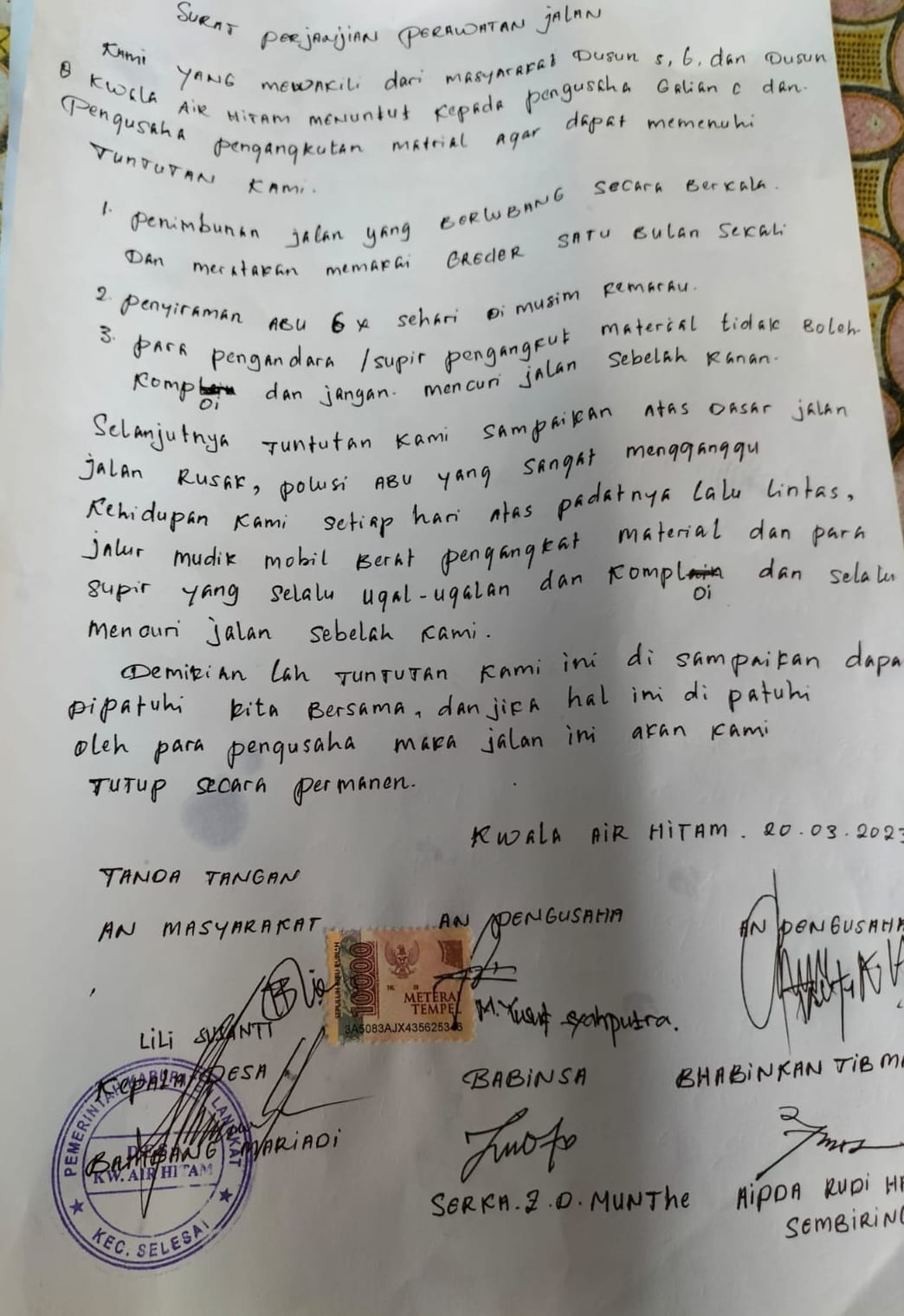 Masyarakat Desa Kwala Air Hitam Selesai
