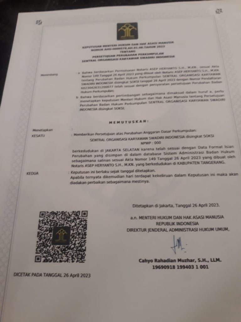 Ketua Umum Depinas Soksi