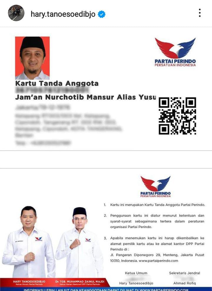 Ustaz Yusuf Mansur Bergabung dengan Partai Perindo