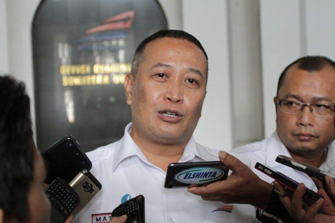 Vice President PT KAI Divre I Sumut Mateta Rijalulhaq usai acara silaturahmi dengan jurnalis di Kota Medan