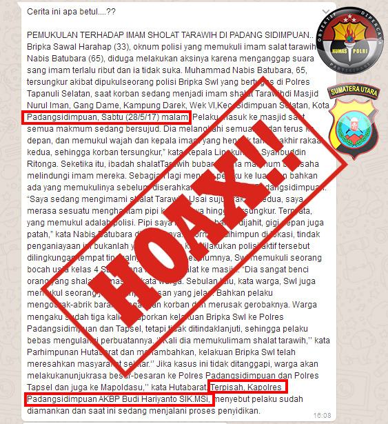 Polda Sumut Penyebar Berita Hoax Pemukulan Imam Tarawih