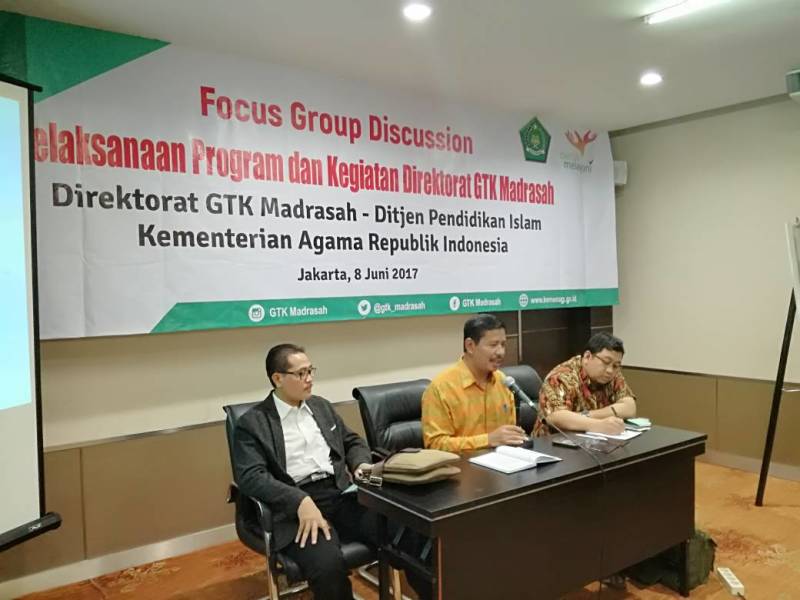 Foto: Direktur GTK Suyitno dalam Focus Group Discusion (FGD) tentang Pelaksanaan Program dan Kegiatan Direktorat GTK Madrasah, di Jakarta, Kamis (8/6).