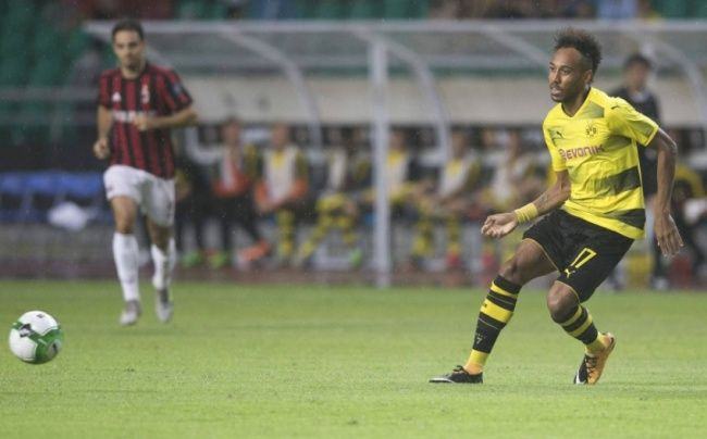 Piere Emerick Aubameyang cetak dua gol ke gawang Milan (Foto: Dortmund Twitter)