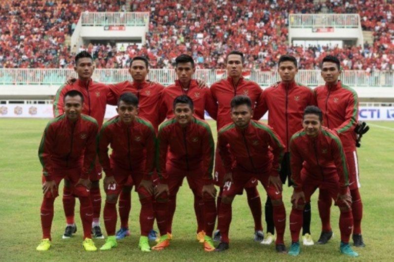 Skuat Timnas Indonesia U-22 saat menghadapi Myanmar di laga uji coba (Foto: Antara/Sigid Kurniawan)