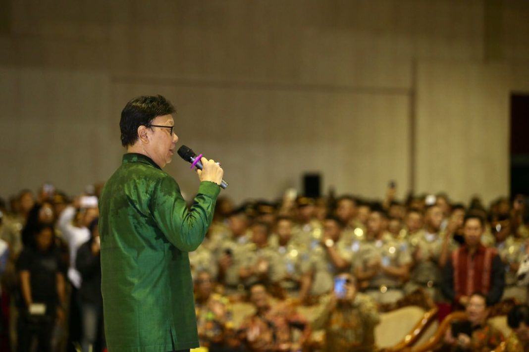 Foto: Menteri Dalam Negeri (Mendagri) Tjahjo Kumolo ketika di Kampus Institut Pemerintahan Dalam Negeri (IPDN) Jatinangor Sumedang.
