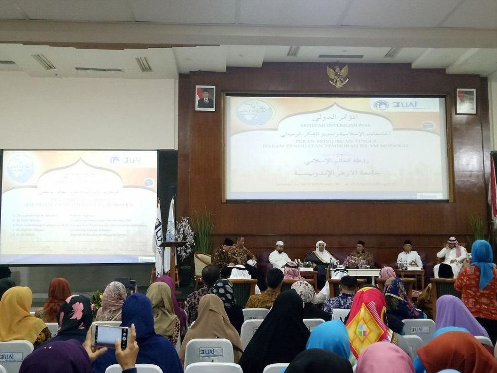 Foto: Menteri Agama Lukman Hakim Saifuddin jadi narasumber seminar Internasional di Universitas Al Azhar, Jakarta, Senin (14/8).