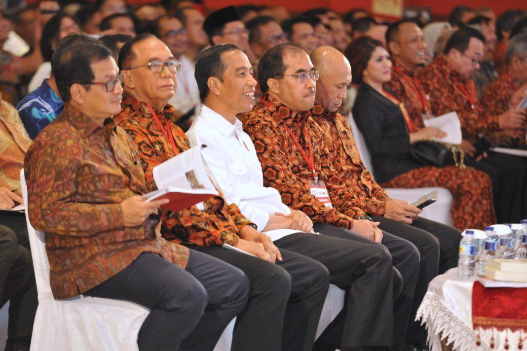 Foto: Presiden Jokowi saat menghadiri Rembuk Nasional ke-3 Tahun 2017, di JI-Expo Kemayoran, Jakarta, Senin (23/10) malam.