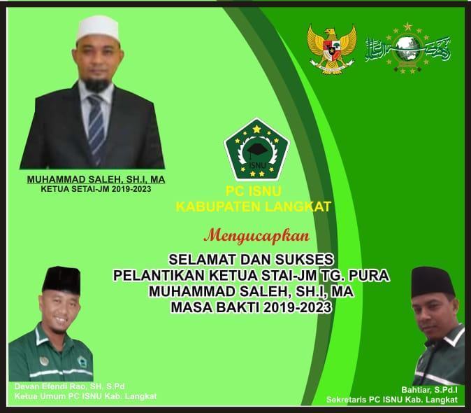 ISNU Langkat, Ucapkan Selamat Dilantik Ketua STAI - JM Tanjung Pura