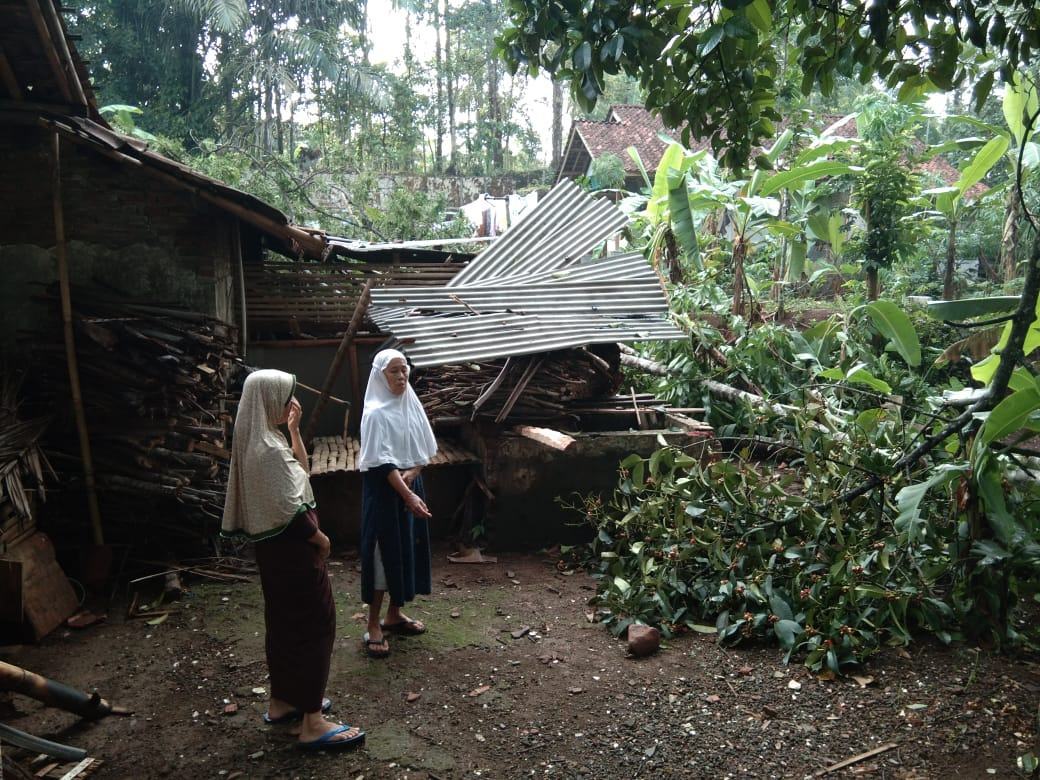 Hujan Deras dan Angin Kencang di Ciamis, Rumah Warga Ambruk Tertimpa Pohon