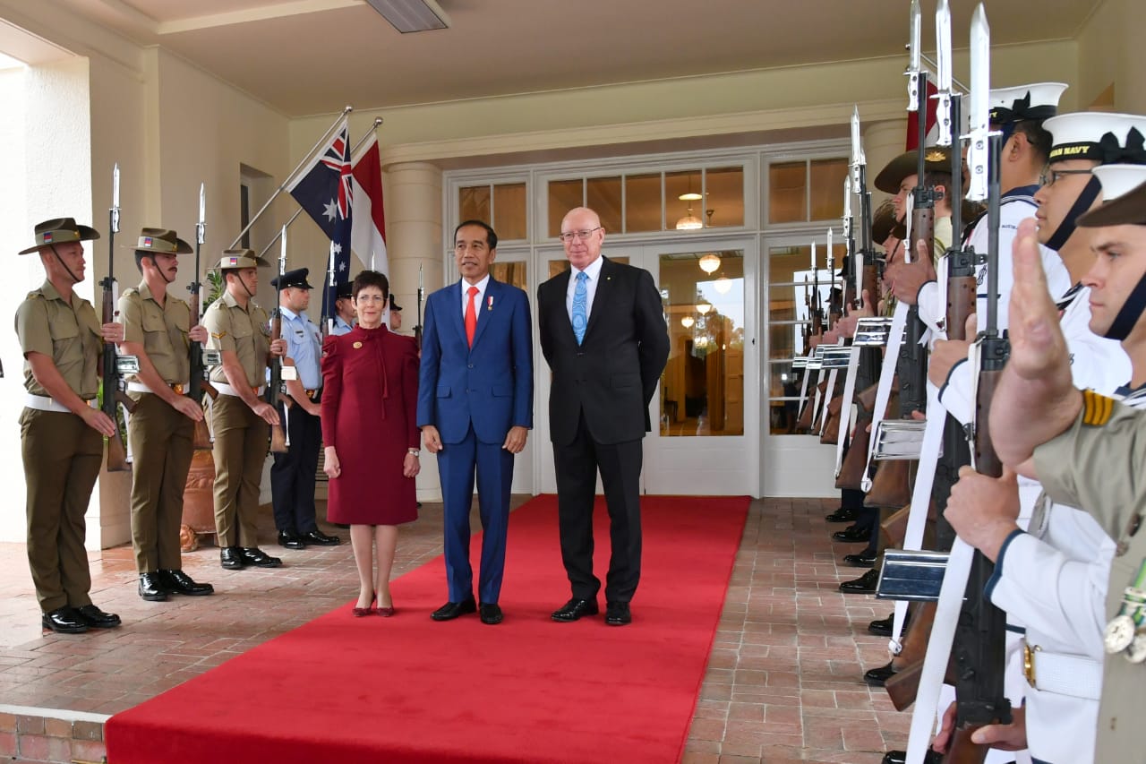 Presiden Jokowi Disambut Upacara Kenegaraan di Canberra