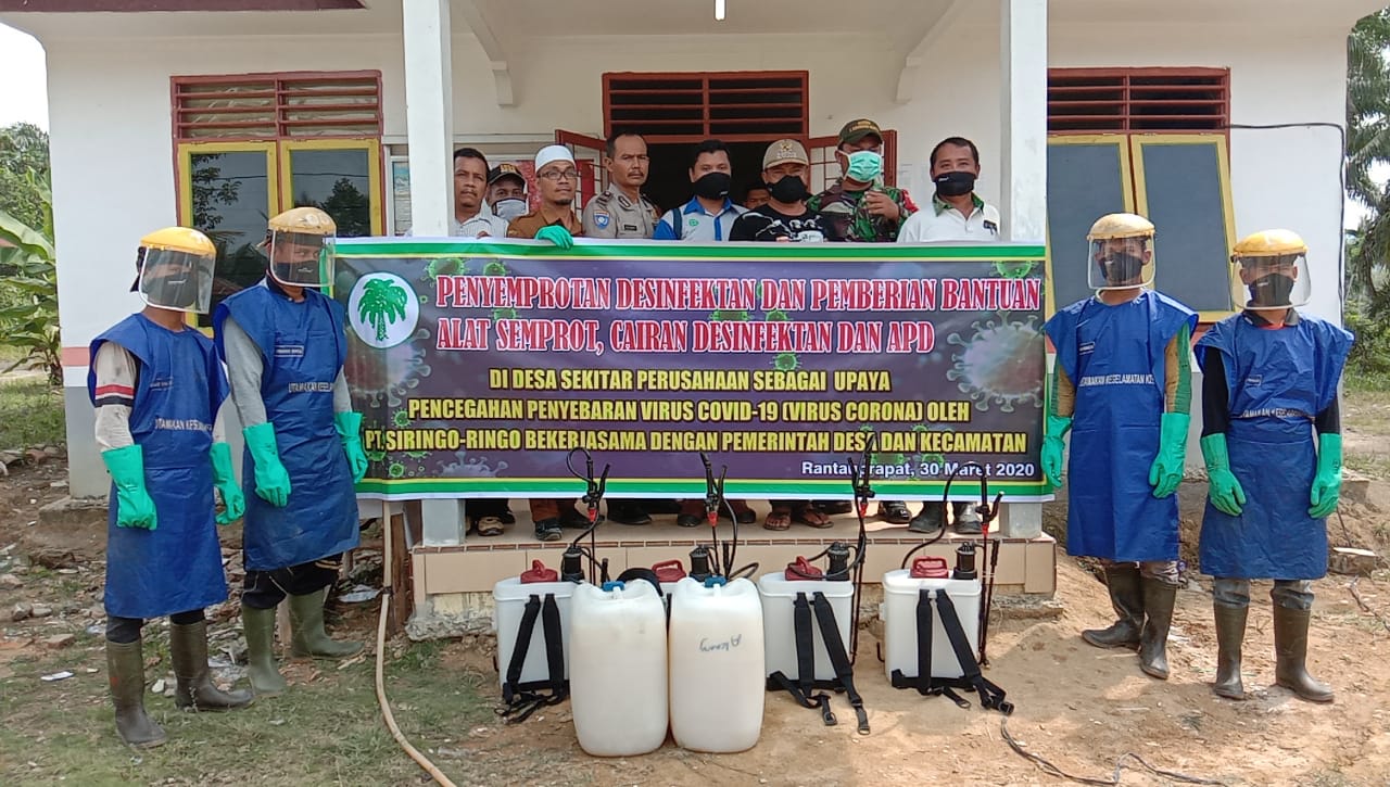 PT Siringo-ringo Bersama Perangkat Desa Bandar Kumbul Lakukan Pencegahan Virus Corona