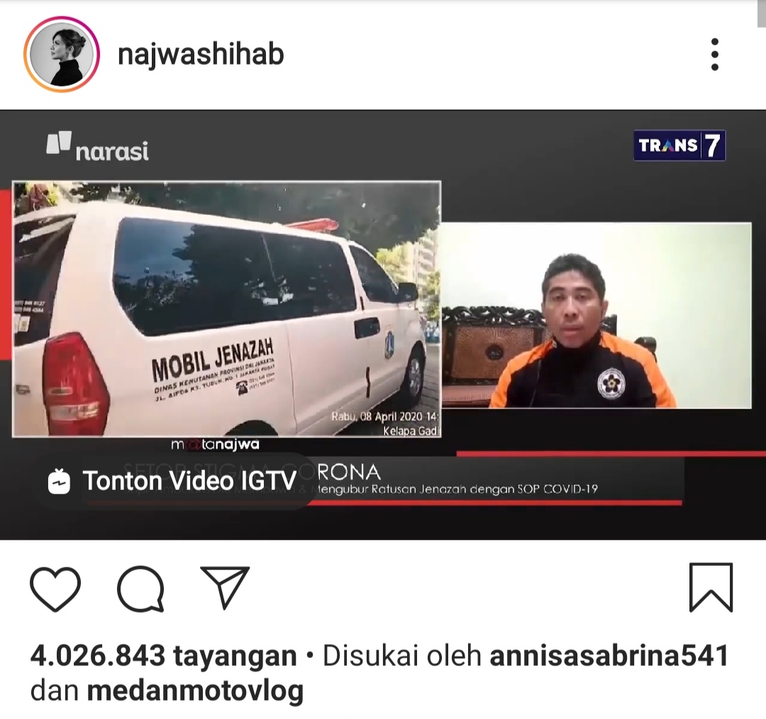 Najwa Shihab, Dengarkan Tangisan Sopir Mobil Ambulance Covid-19