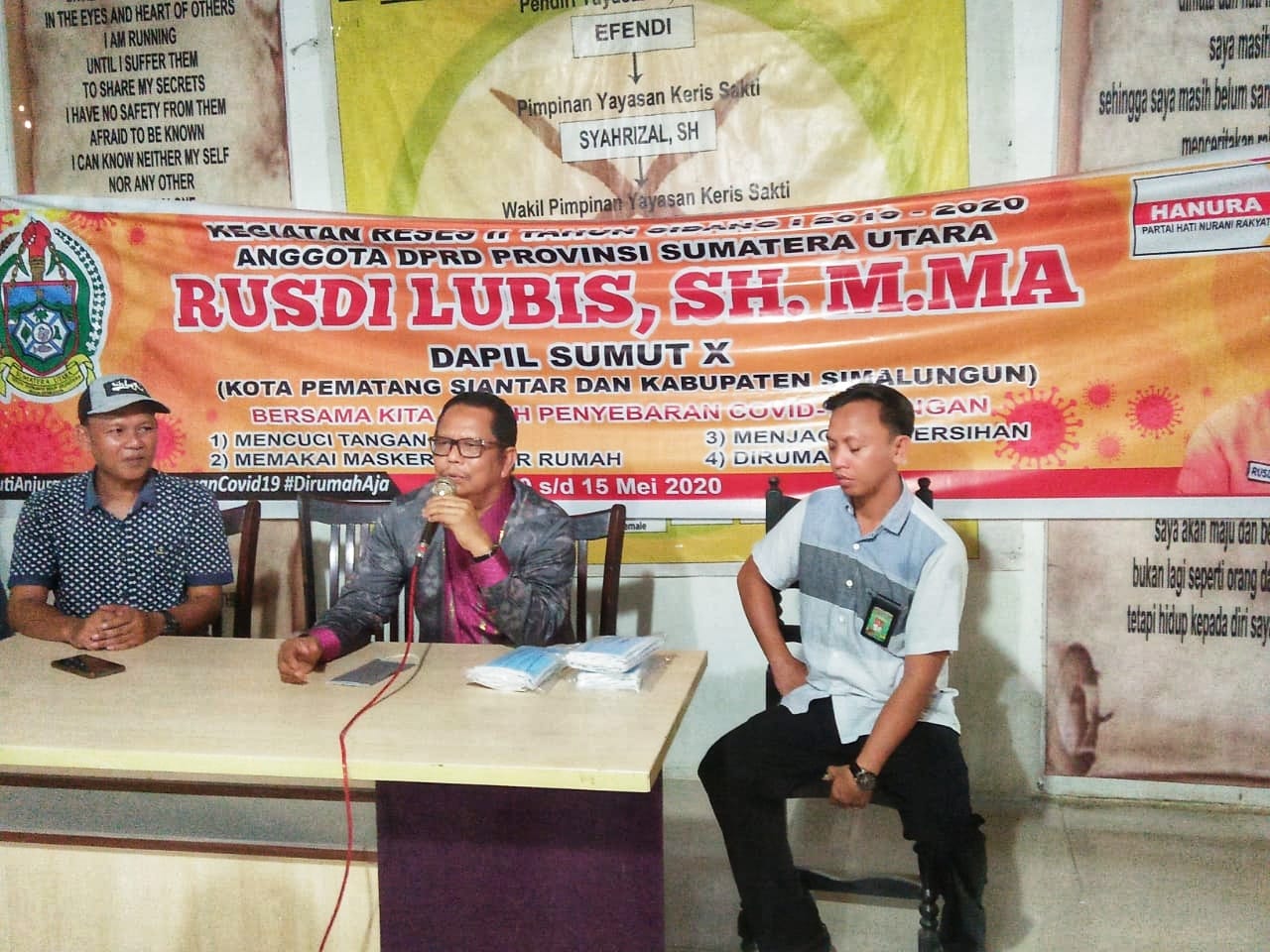 Reses Anggota DPRDSU H Rusdi Lubis Dapil Siantar-Simalungun, Jaga Kebersihan di Tengah Pandemi Covid-19