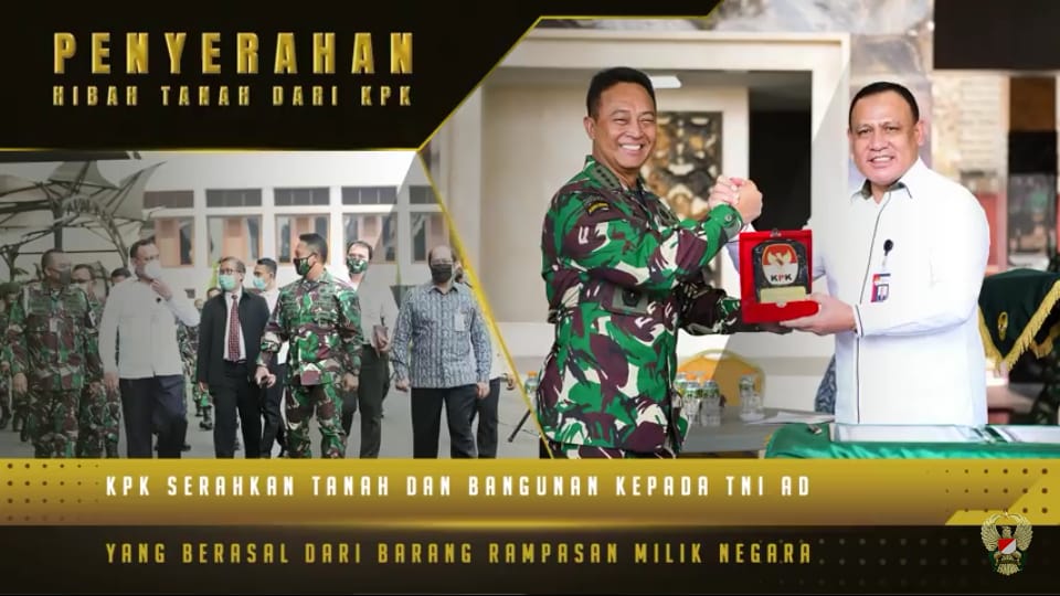 KPK Serahkan Tanah dan Bangunan kepada TNI Angkatan Darat