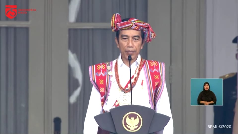 Jokowi Berbaju Adat Timor Tengah Selatan saat Jadi Inspektur Upacara HUT RI Ke-75