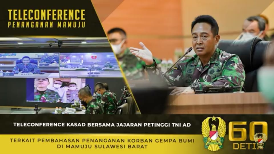 Jenderal TNI Andika Perkasa, Teleconference Terkait Penanganan Korban Gempa Bumi di Mamuju