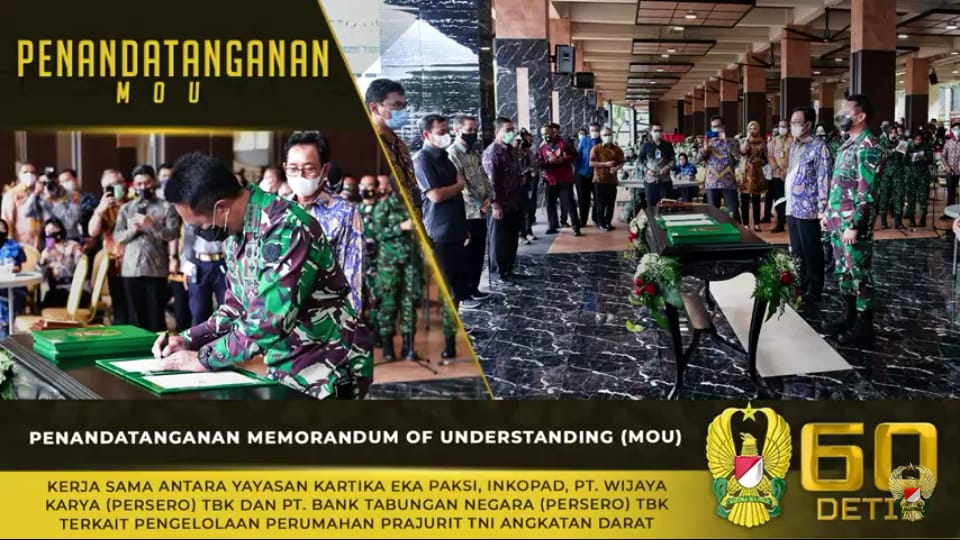 Jenderal Andika Perkasa, Lakukan Penandatanganan MoU Terkait Pengelolaan Perumahan Prajurit TNI AD