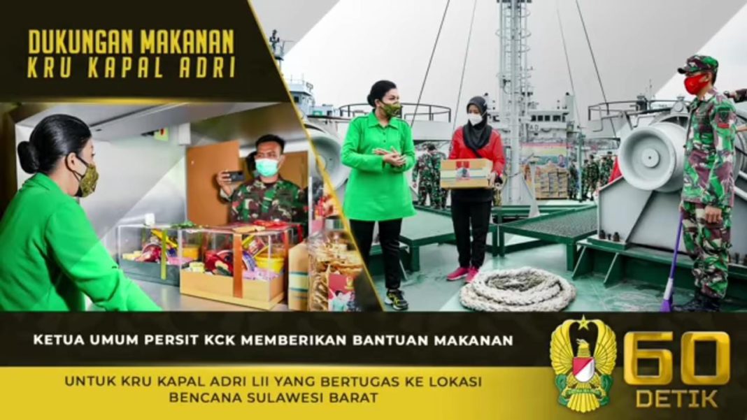 Ketum Persit KCK, Berikan Bantuan Makanan untuk Kru Kapal ADRI LII yang Bertugas ke Lokasi Bencana Sulbar