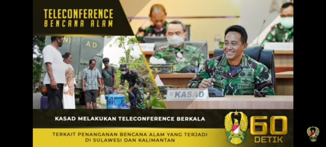 Kasad Andika Perkasa, Teleconference Terkait Penanganan Bencana Alam di Sulawesi dan Kalimantan