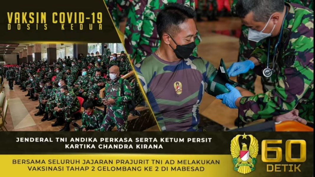 Jenderal TNI Andika Perkasa, Bersama Ketum Persit KCK Lakukan Vaksinasi Tahap 2