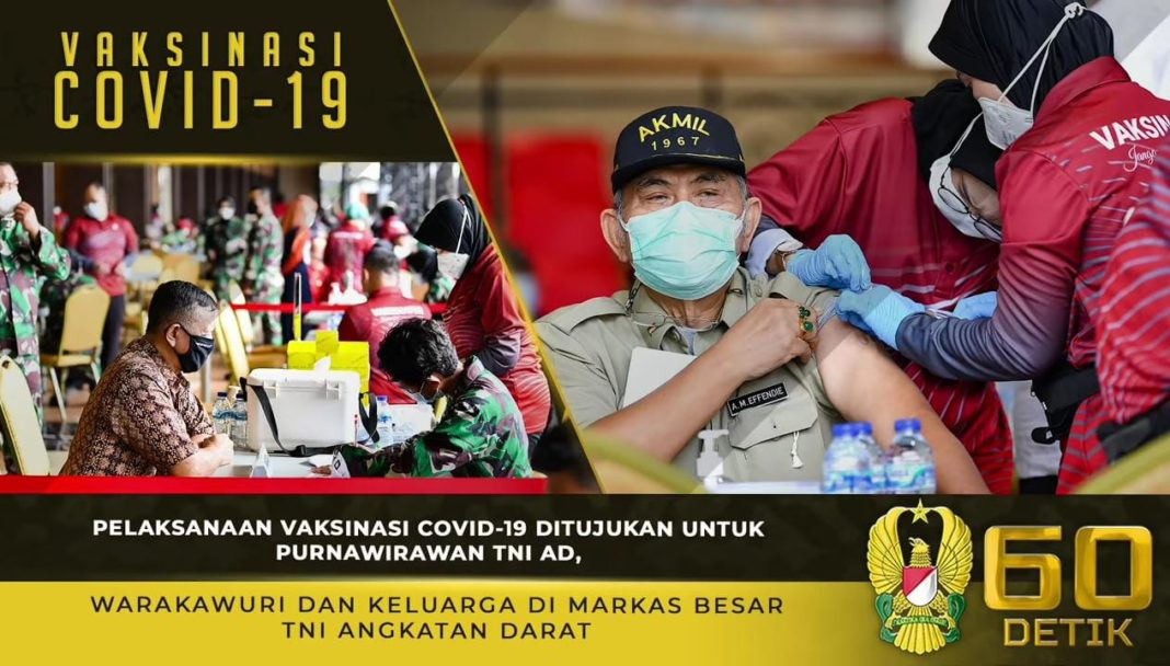 TNI Angkatan Darat, Laksanakan Vaksinasi untuk Purnawirawan, Warakawuri dan Keluarga