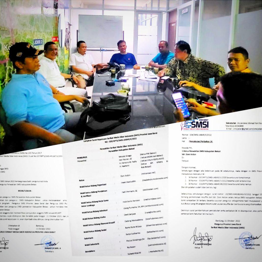 Kepengurusan SMSI Kabupaten Bekasi Periode 2020-2023 Tertuang Dalam SK Jabar